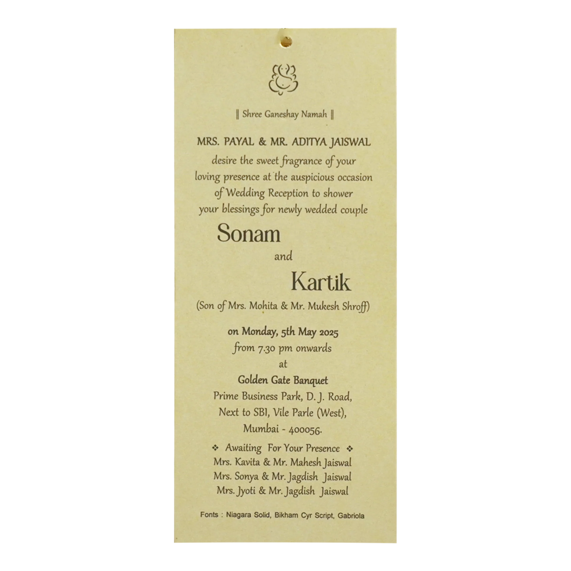 Beige Light Grey Single Invitation-KRCS7021 - Image 2