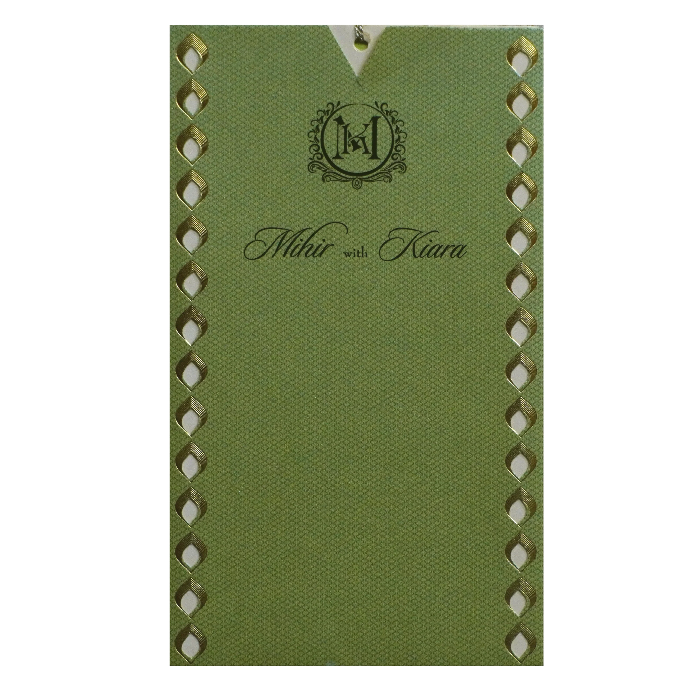 Beige Olive Green Single Invitation-KRCS7041 - Image 3