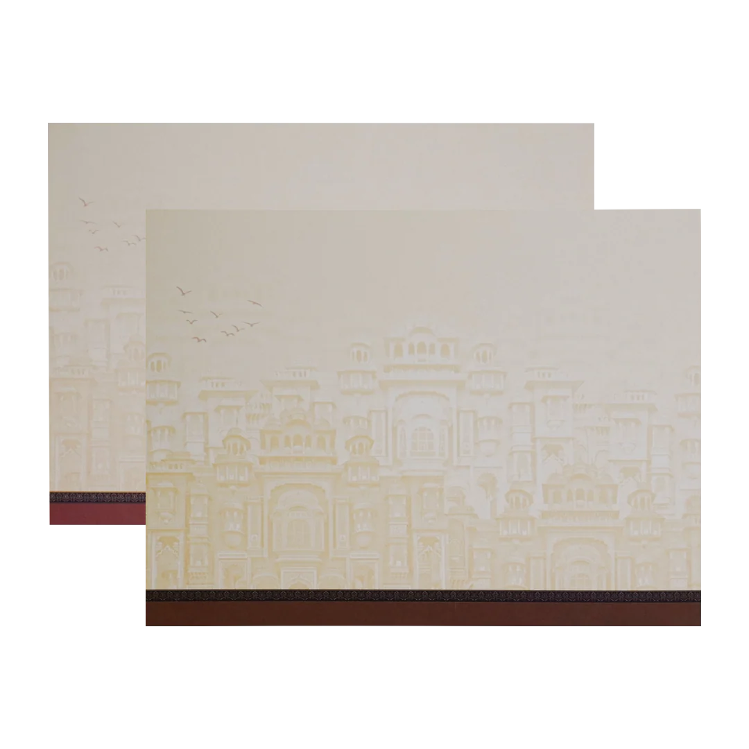 Beige Palace Wedding Invitation Card-KAC05130 - Image 5