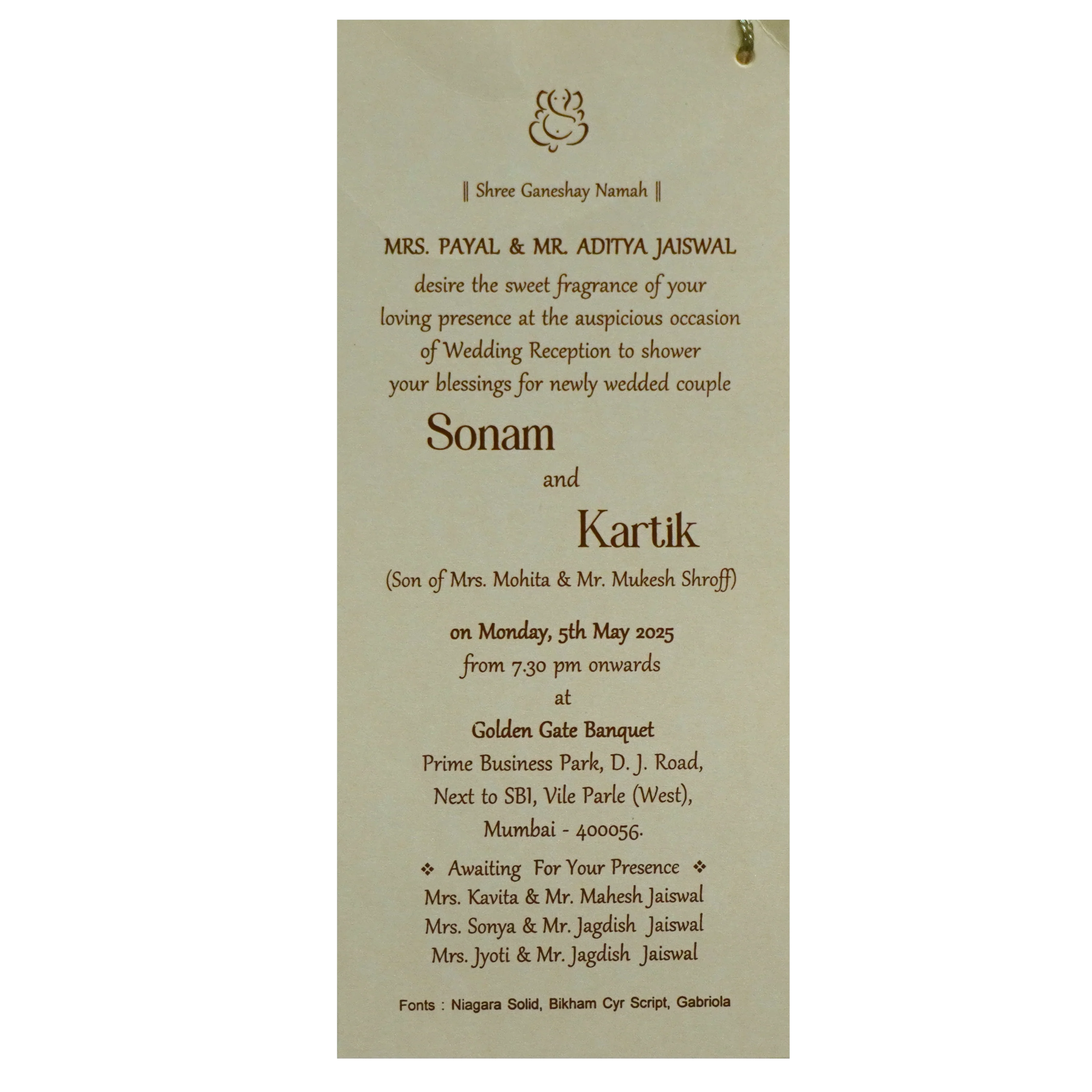 Beige Pale Pink Single Invitation-KRCS7032 - Image 2