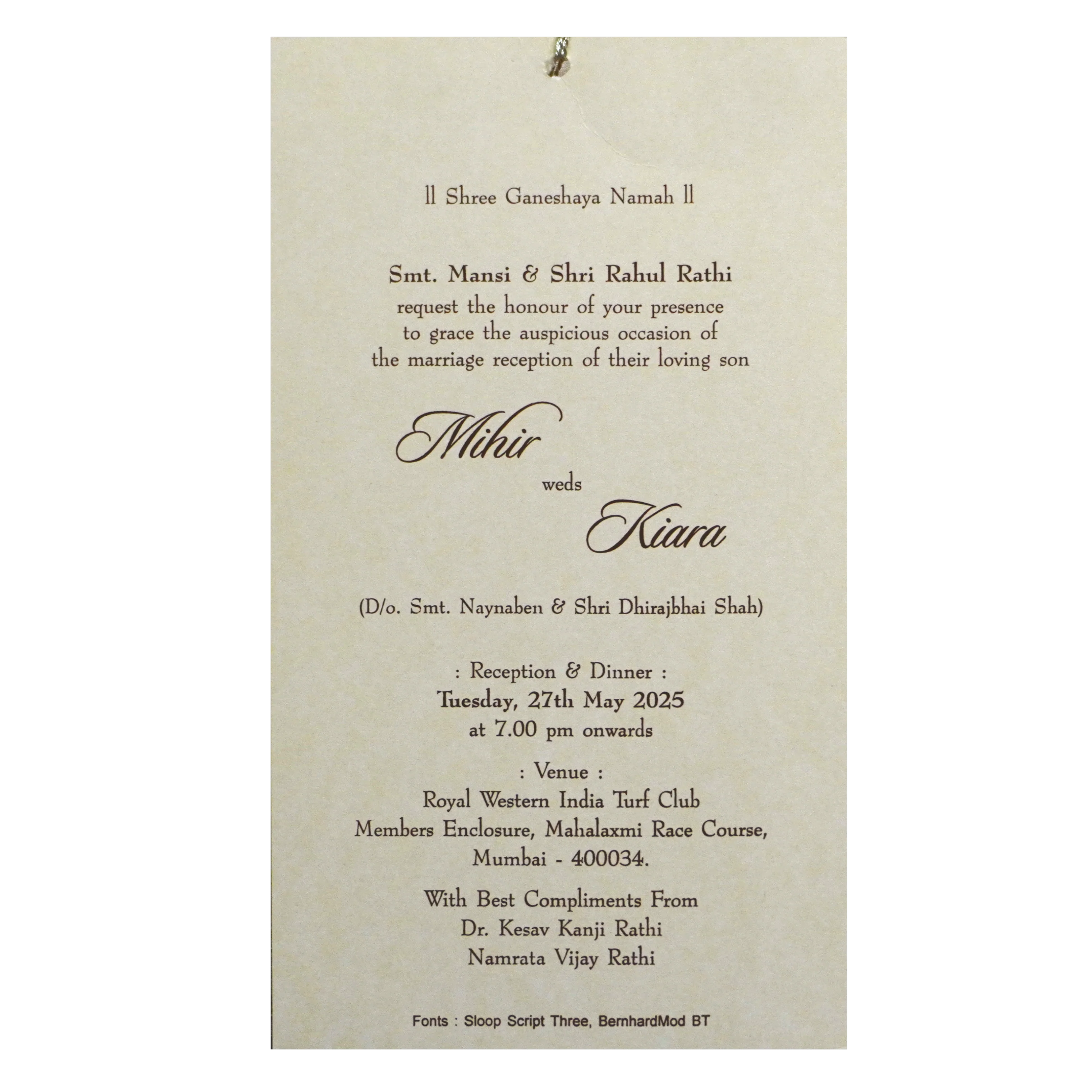 Beige Pale Pink Wedding Card-KRCS7042 - Image 2