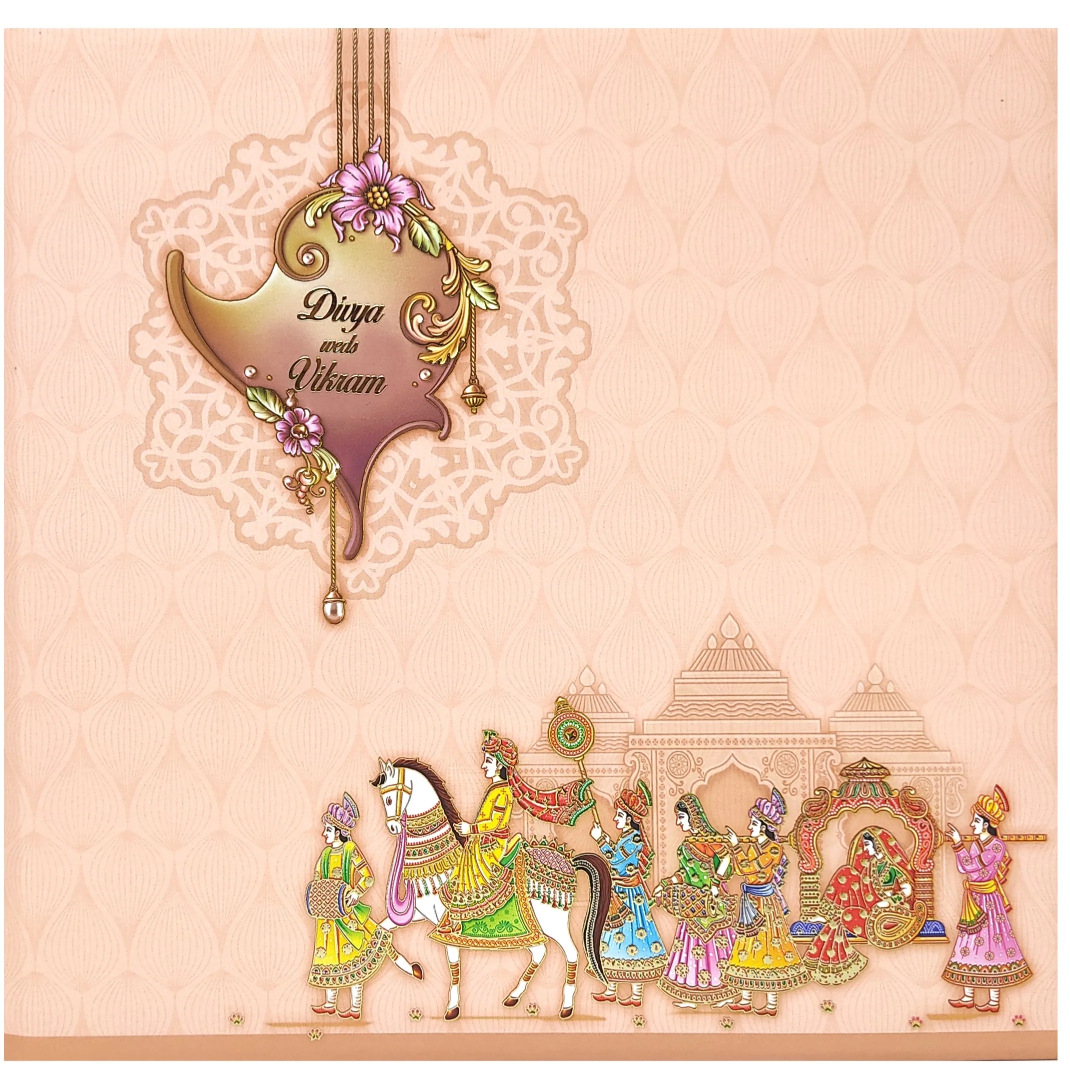 Beige Premium Dohli Invitation Card-KNPO04ZO - Image 3