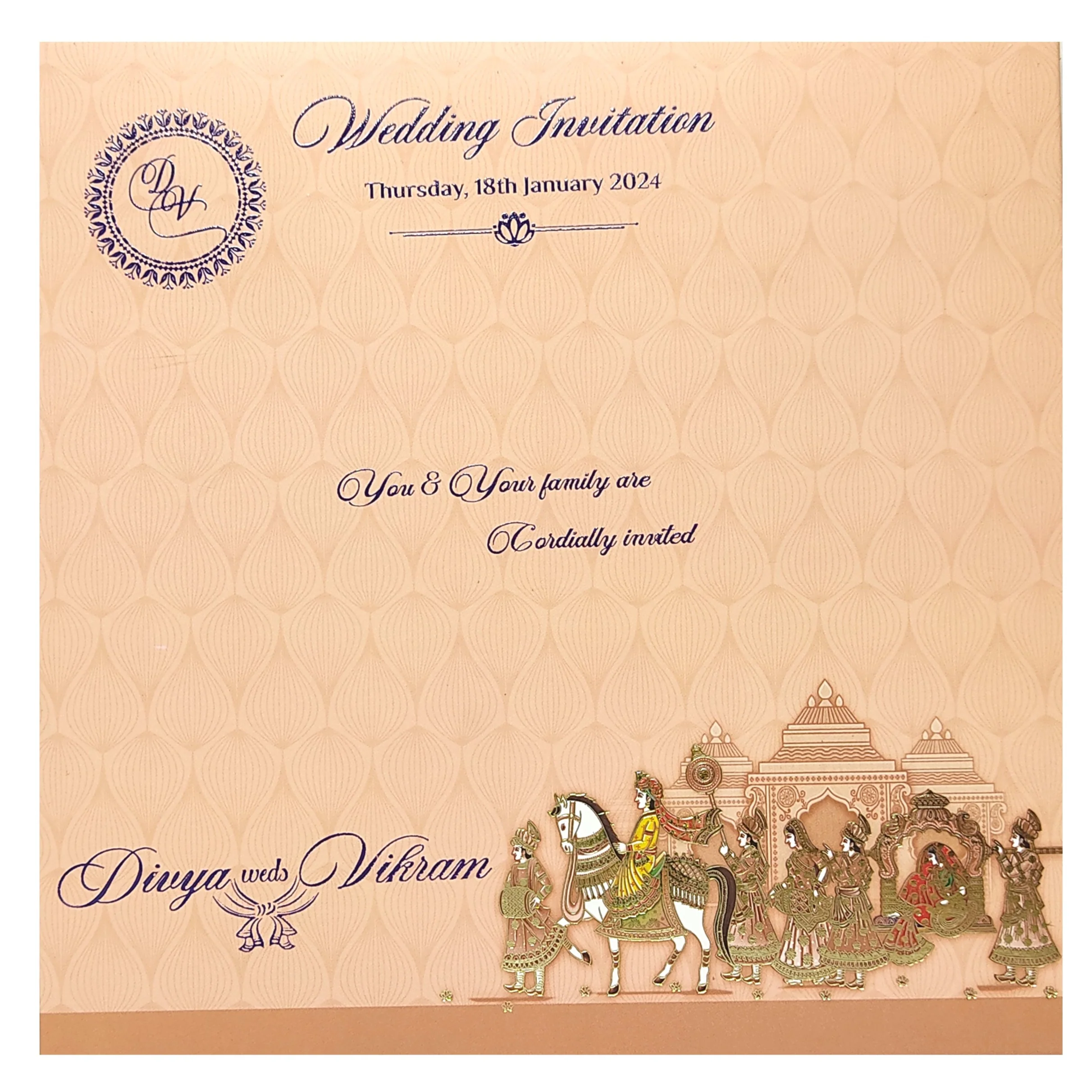 Beige Premium Dohli Invitation Card-KNPO04ZO - Image 4