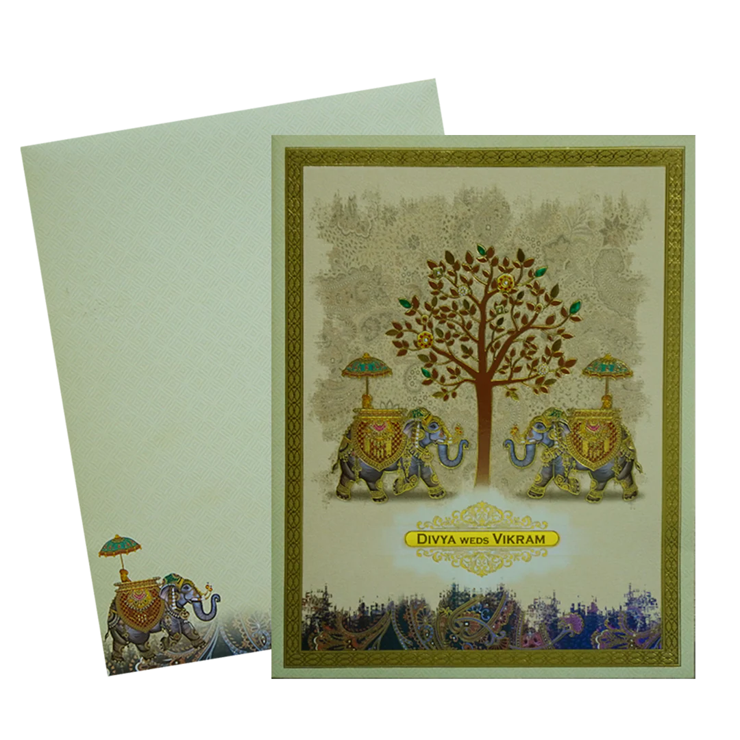 Beige Traditional Wedding Card-KNKJ1138 - Image 2