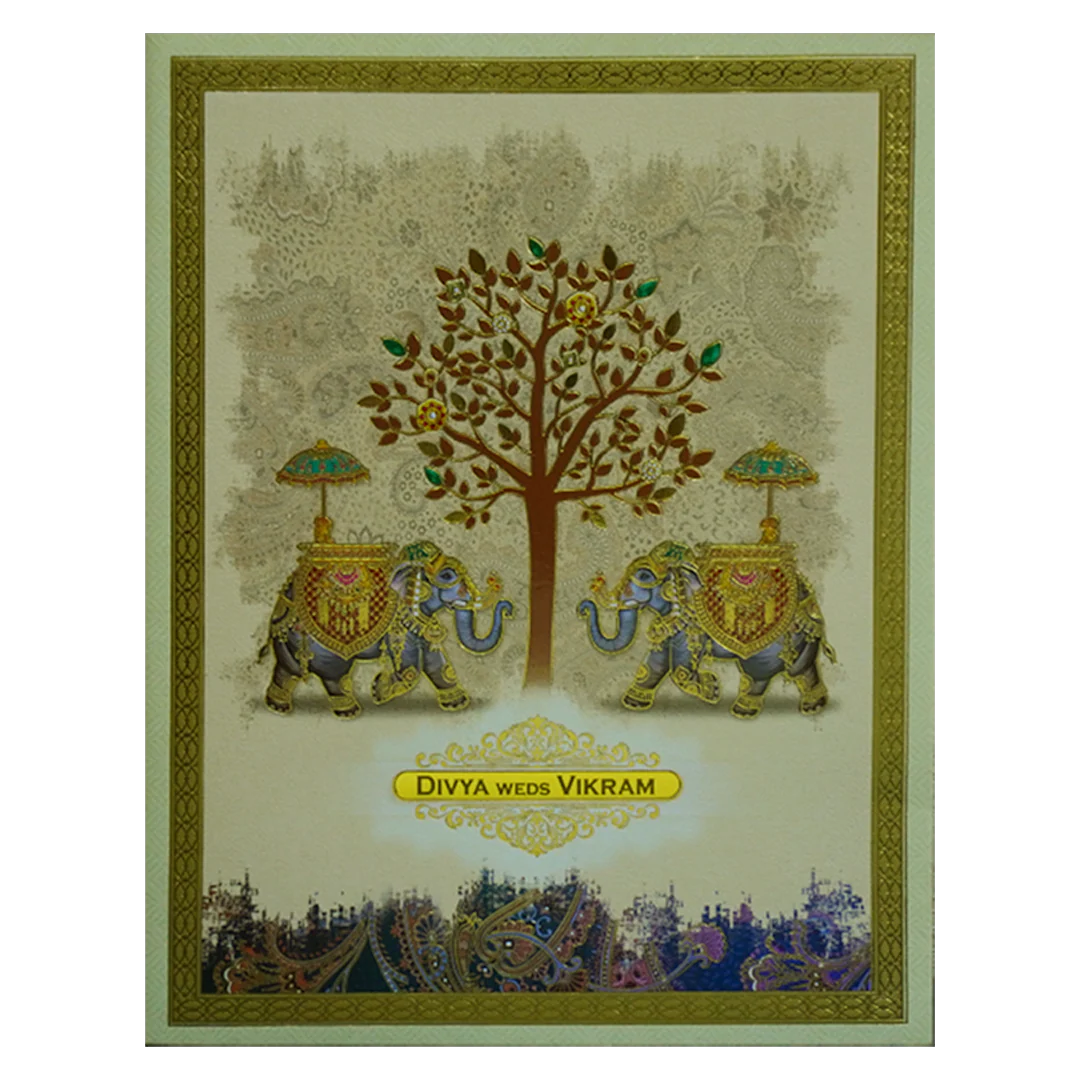 Beige Traditional Wedding Card-KNKJ1138 - Image 3