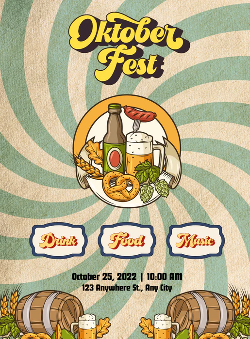Beige Barrel Oktoberfest Invitation-AAOKT013 - Image 2