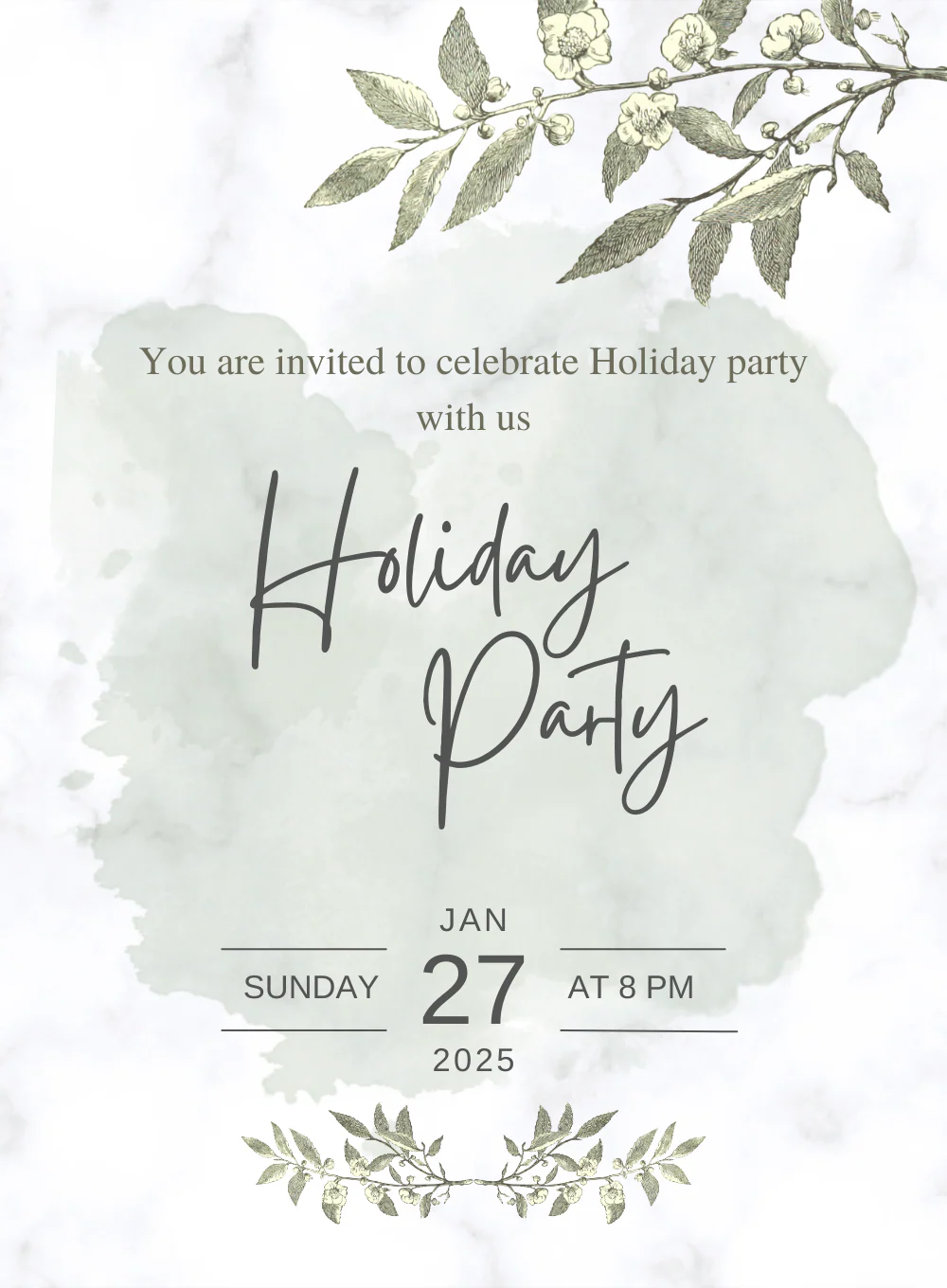 Beige Leaf holiday party Invitation-AAHOP011