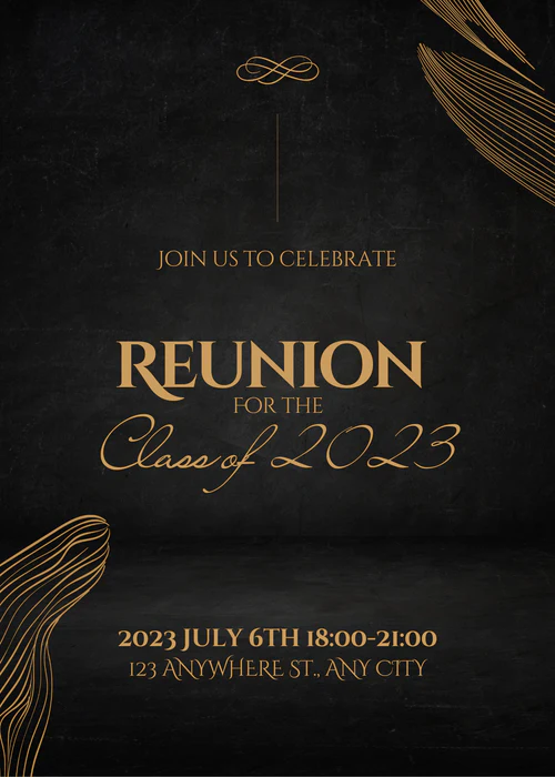 Black And Gold Class Reunion Invitation-AACRU003 - Image 2