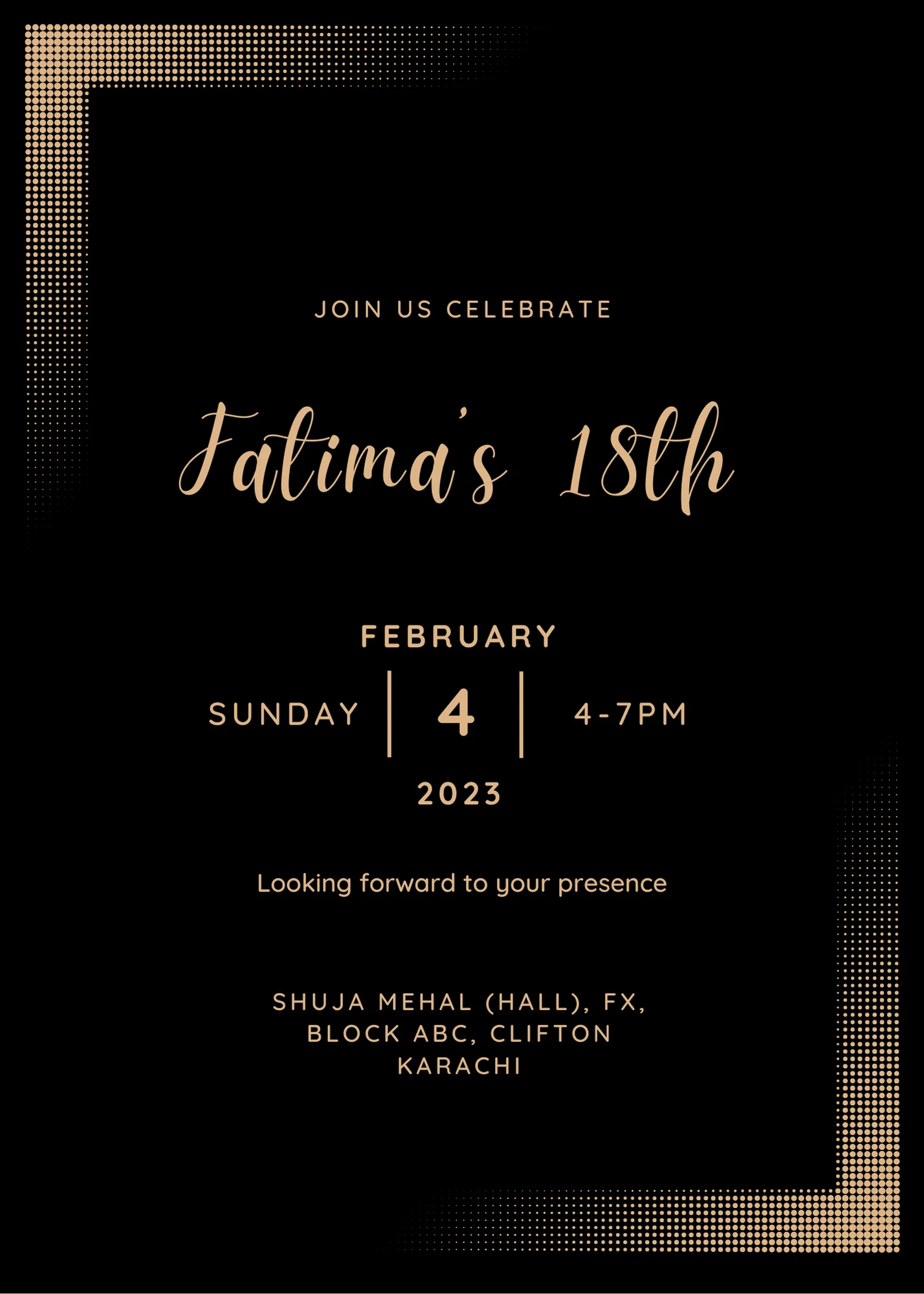 Black And Gold Sweet 18 Invitation-AAEIG001