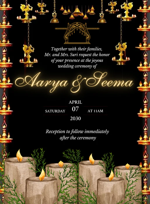 Black Candle Traditional Wedding Invitation-AATWI007 - Image 2