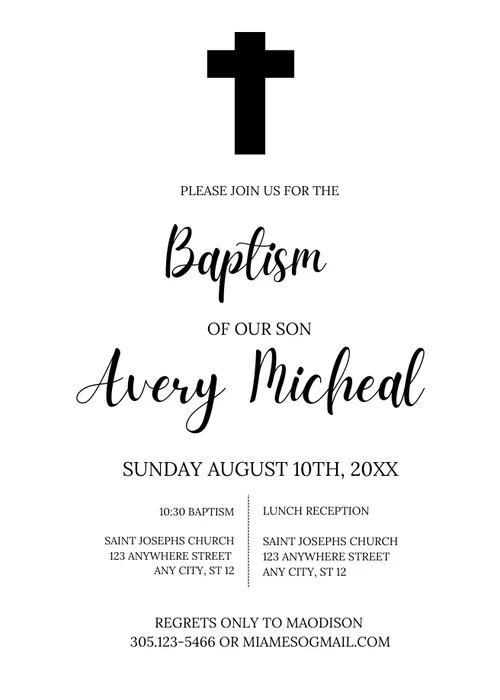 Black Cross Baptism Ceremony Invitation-AABAP001 - Image 2