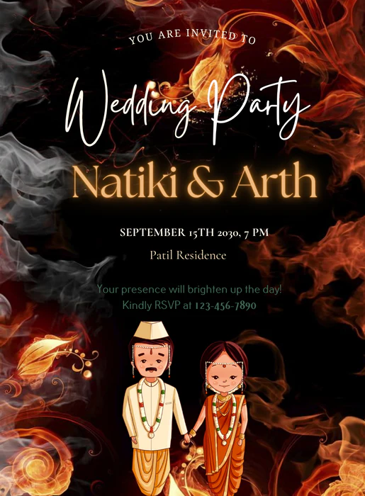 Black Fire Marathi Wedding Invitation-AAMAI006 - Image 2