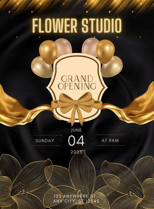 Black Floral Grand Opening Invitation-AAGOI010 - Image 2
