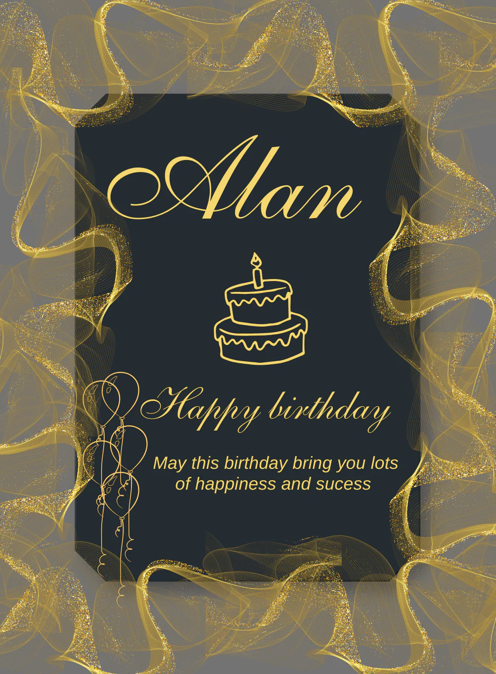Black Golden Birthday cards for him-AABCH011