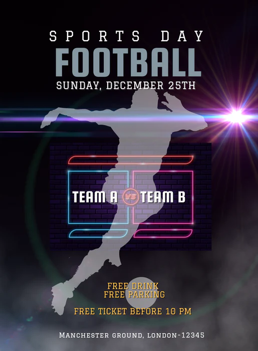 Black Hot Football Invitation-AABLL002 - Image 2