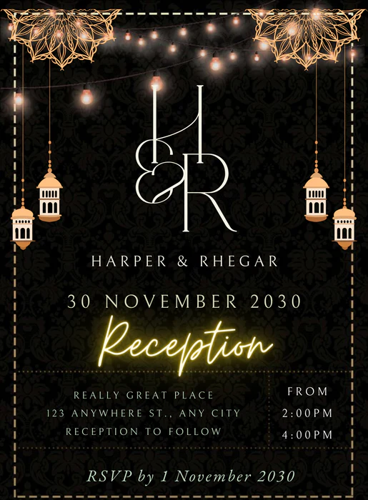 Black Lamp Reception Party Invitation-AARPI031 - Image 2