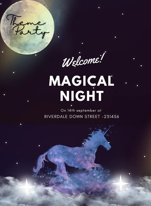 Black Sparkling Unicorns Invitation-AAUNI008 - Image 2