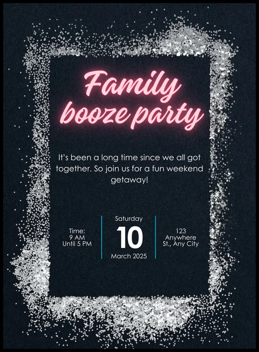 Black Sprinkles Family Booze Night Invitation-AAFOO003 - Image 2