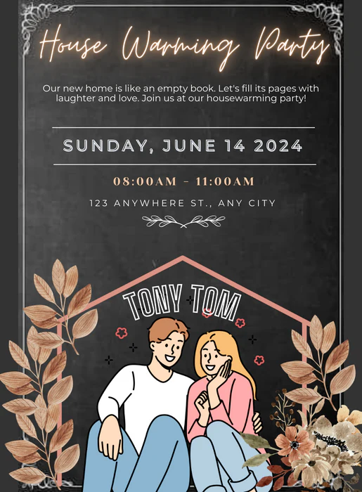 Black Theme Housewarming Invitation-AAHMI0010 - Image 2