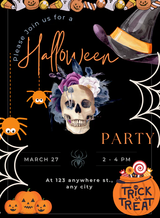 Black Trick Holloween Invitation-AAHOO021 - Image 2