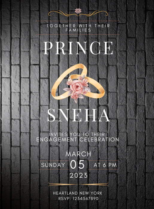 Black Wall Engagement Invitation-AAEGI021 - Image 2