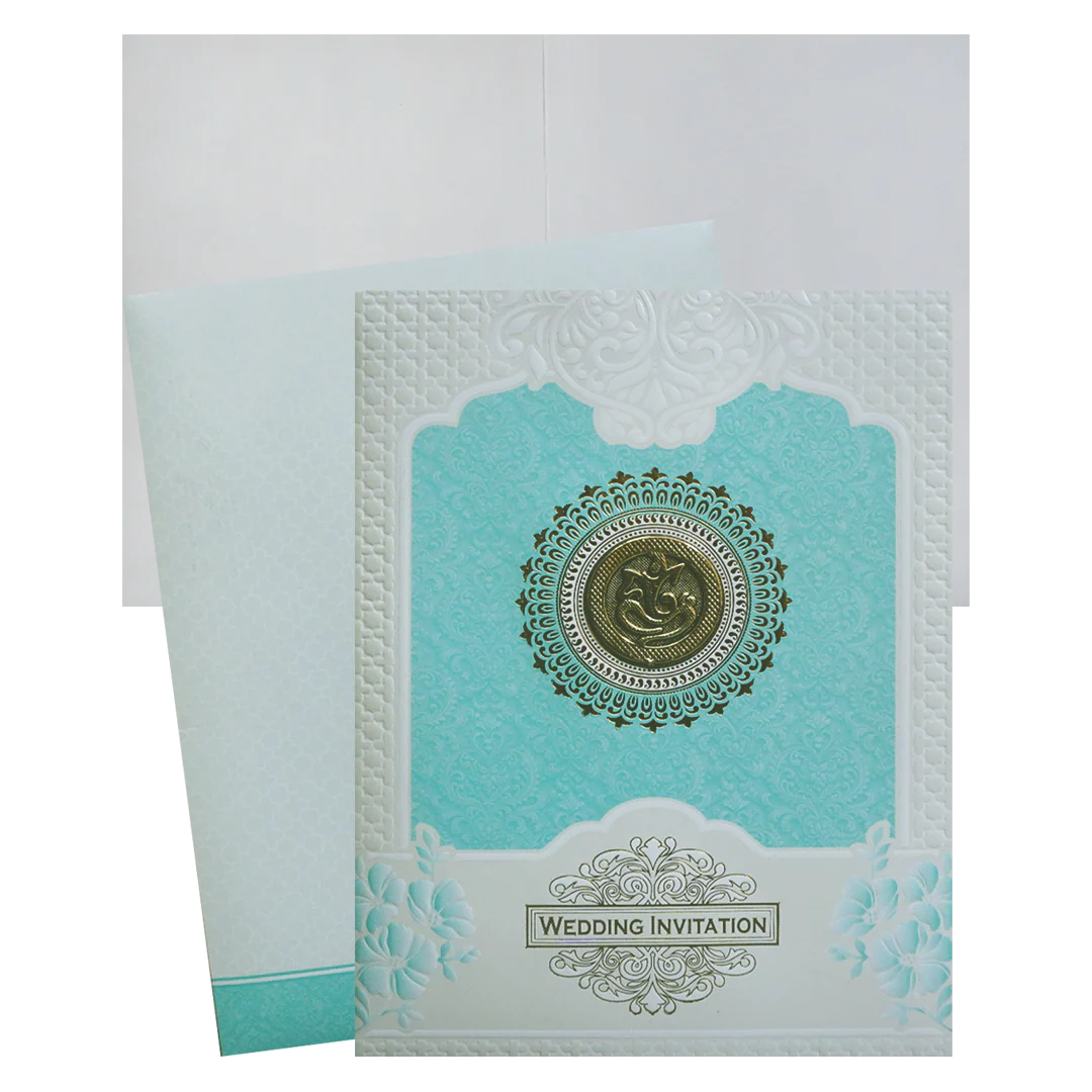 Blue and White Mandela Wedding Card-KNK7080B