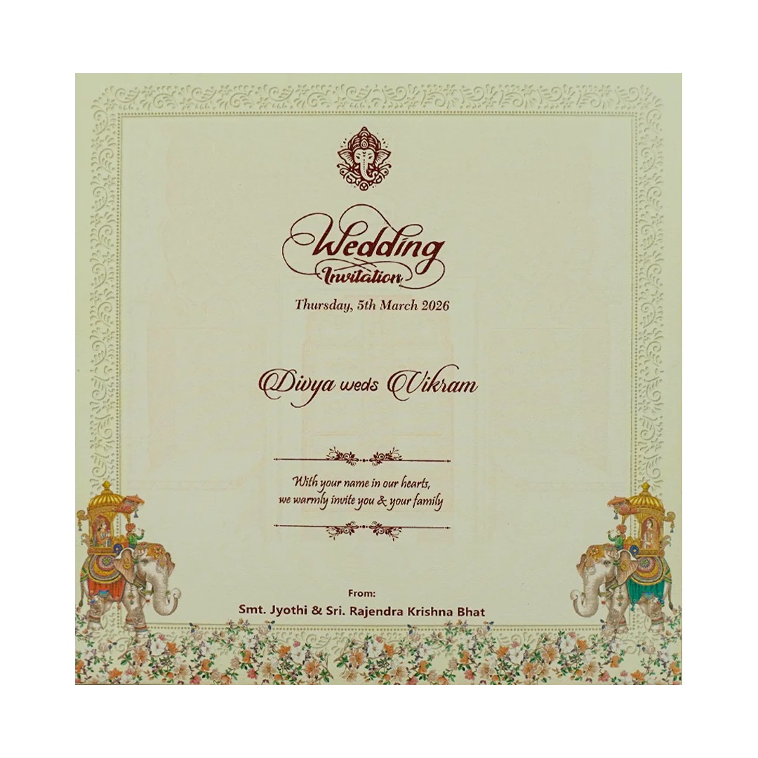 Blue Royal Floral Palace Wedding Card-KNKD8109 - Image 4