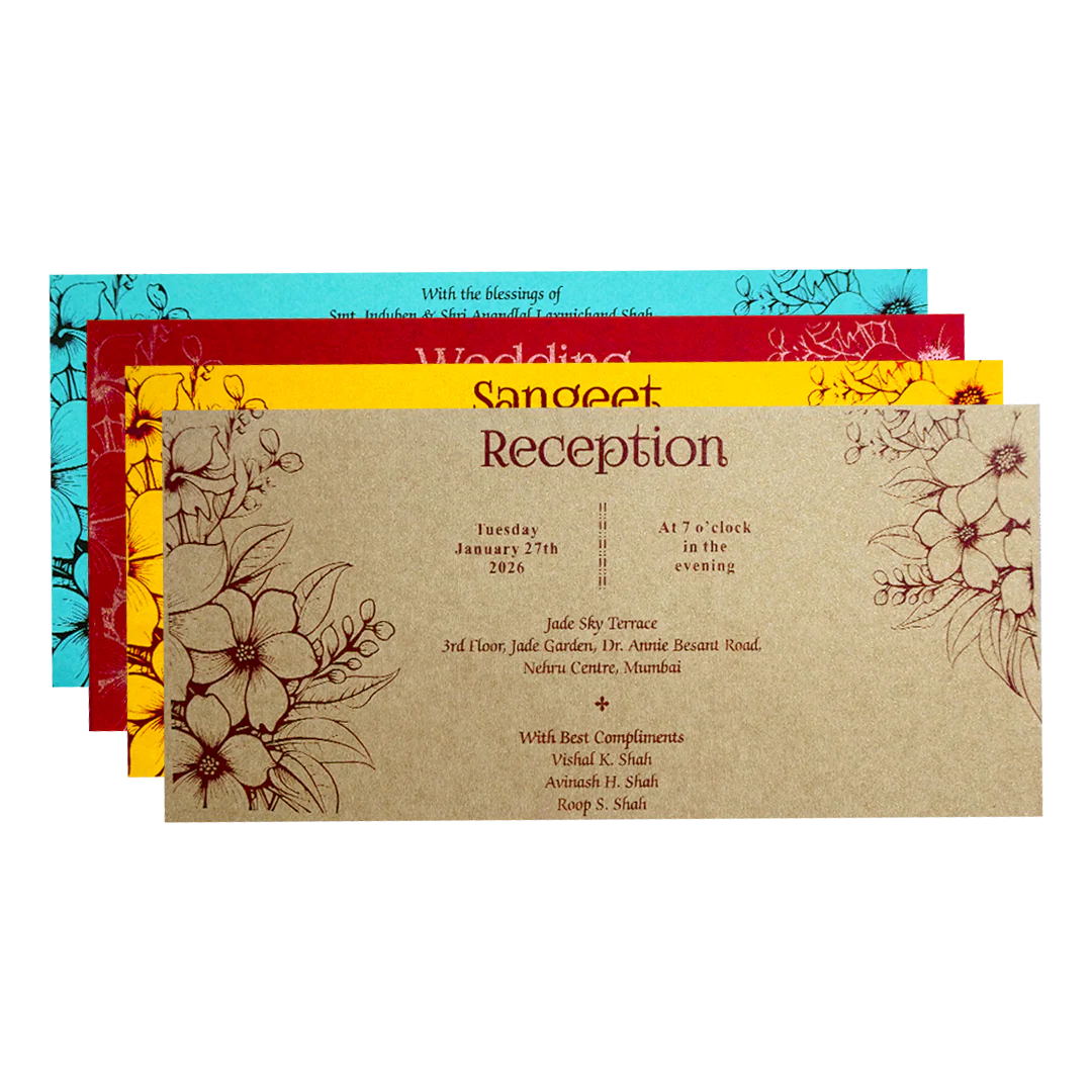 Blue Embossed Floral Wedding Invitation Card-KPR06320 - Image 5