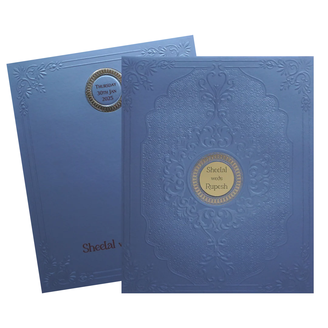 Blue Embossed Wedding Card-KPR09430 - Image 2