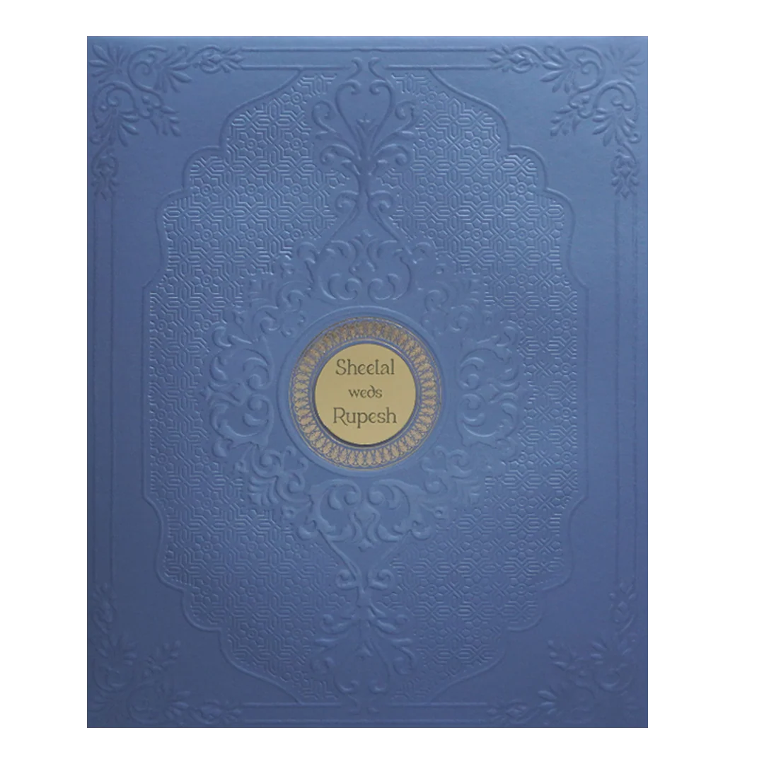 Blue Embossed Wedding Card-KPR09430 - Image 3
