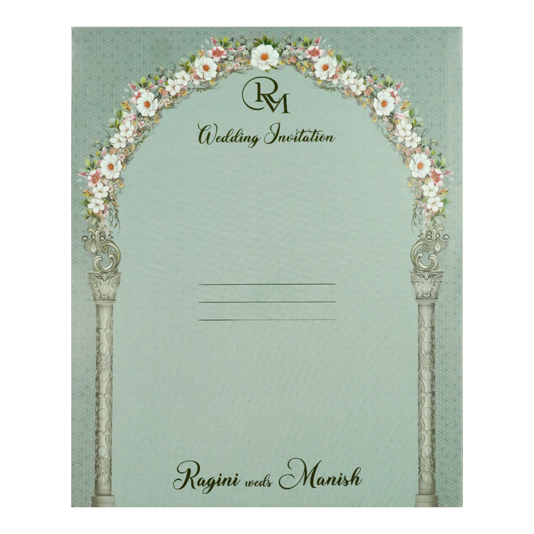 Blue Floral Arch Wedding Card-KSI64130 - Image 4