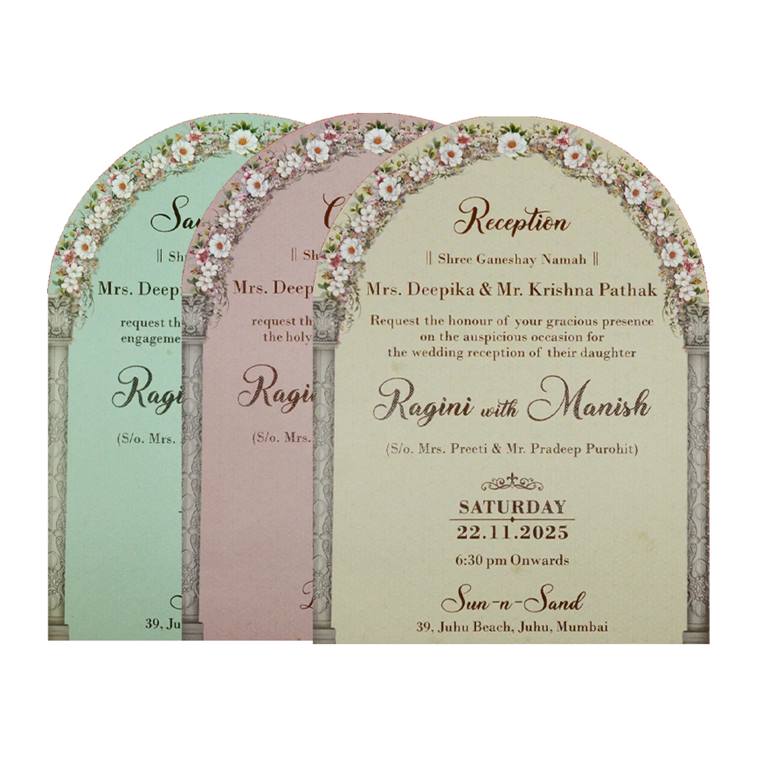 Blue Floral Arch Wedding Card-KSI64130 - Image 5
