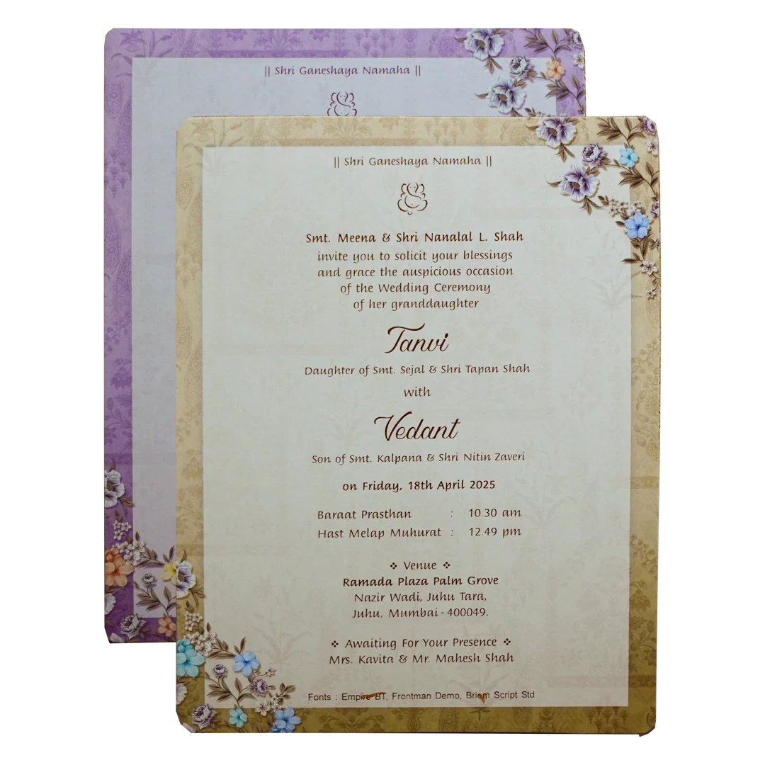 Blue Floral Box Invitation Card-KRC30540 - Image 5