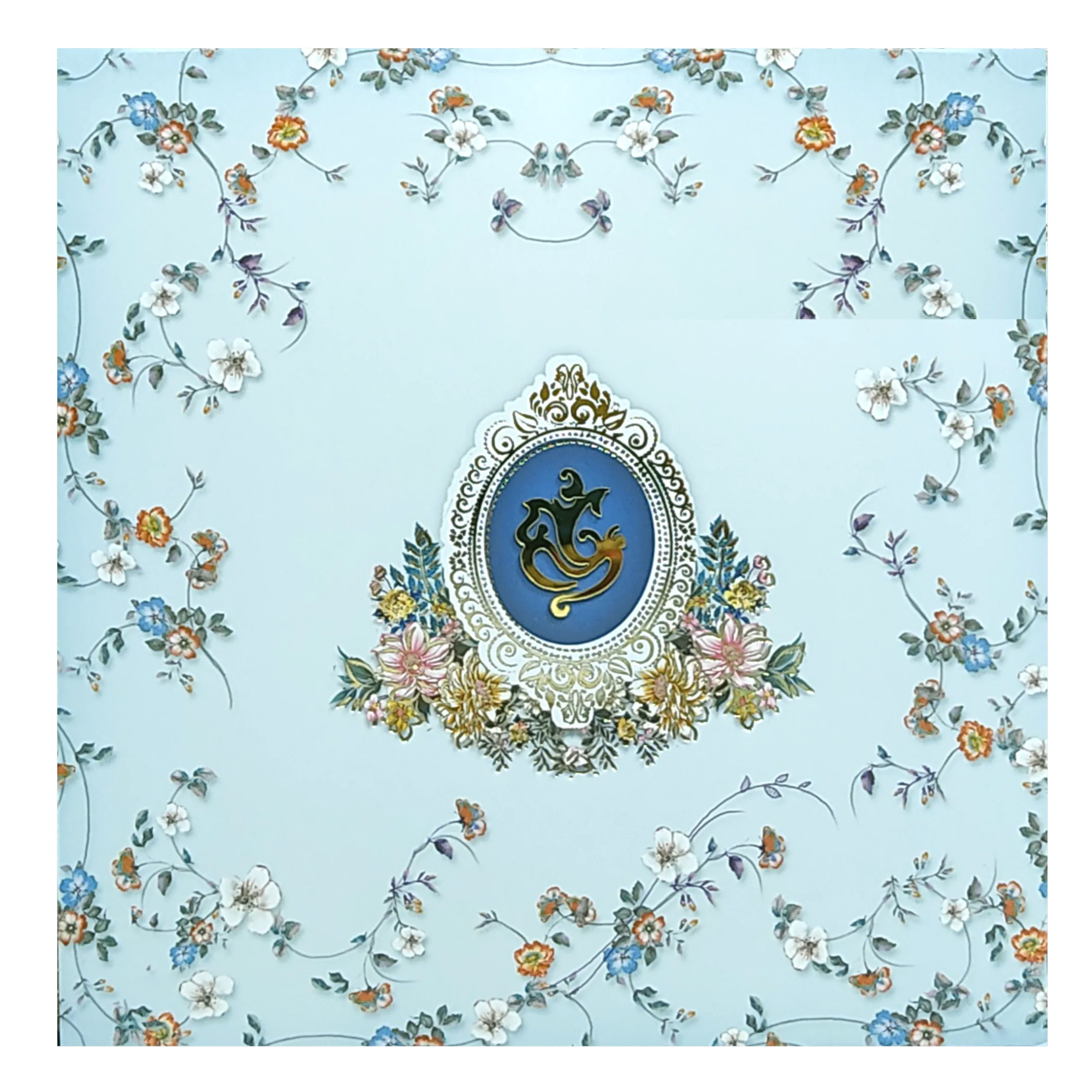 Blue Floral Bride Groom Slide Wedding Card-KNRDC01B - Image 5