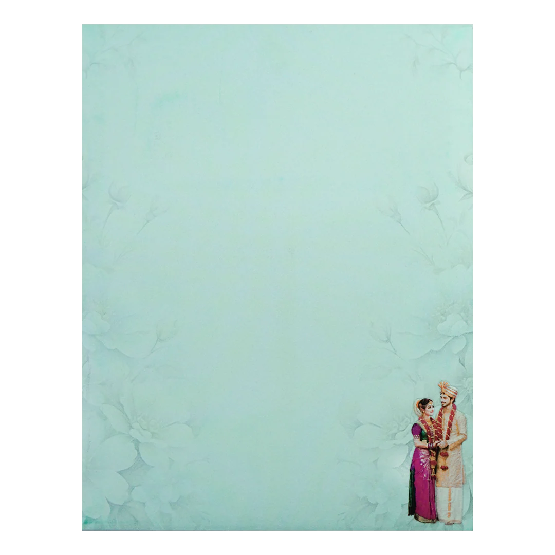Blue Floral Couple Wedding Card-KNKJ1146 - Image 3