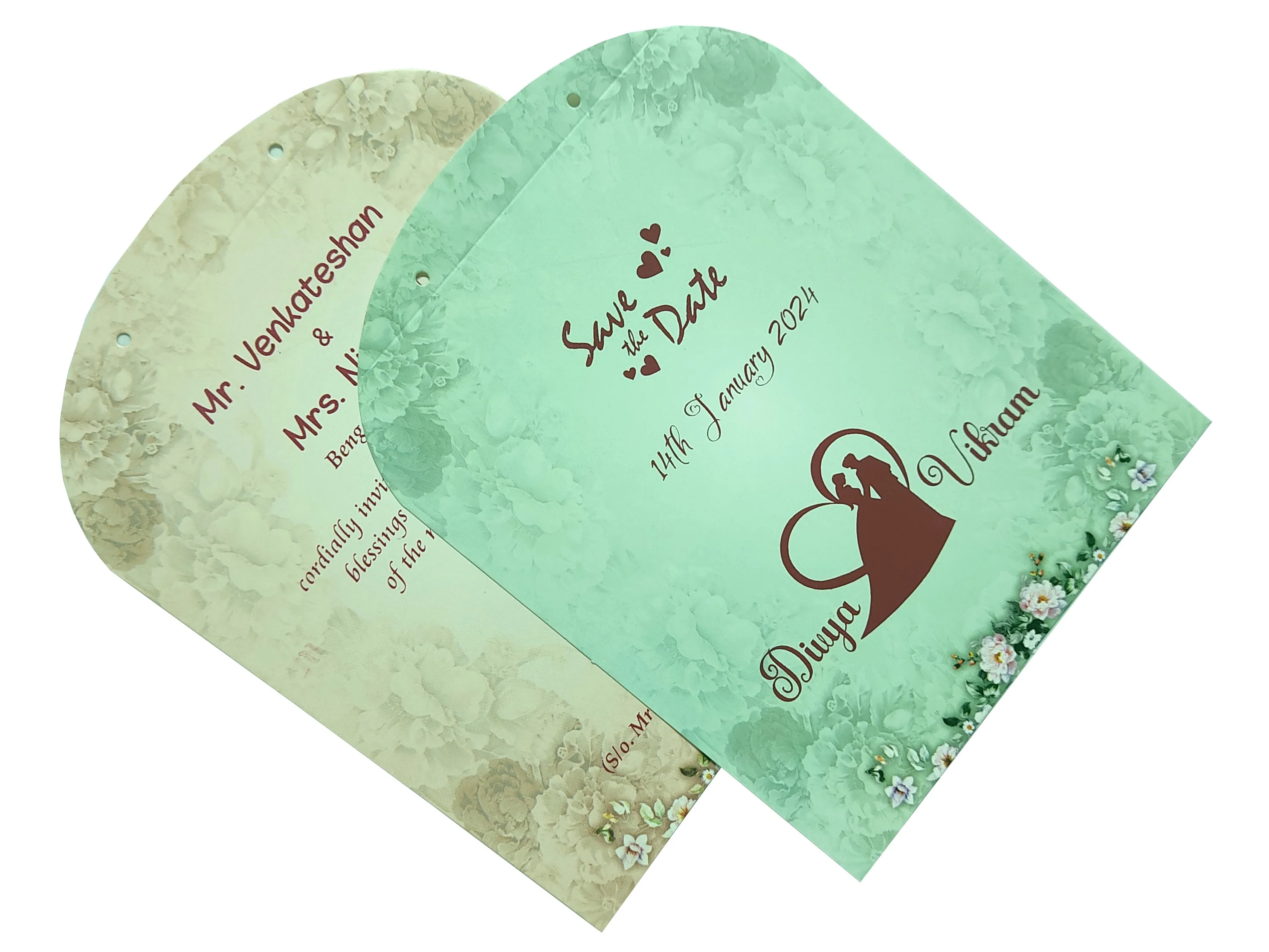 Blue Floral MDF Laser Cut Invitation Card-KNKA8062 - Image 5
