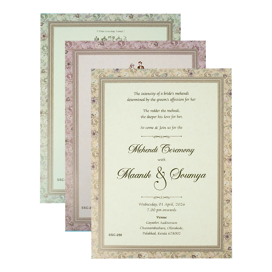 Blue Floral Metallic Padded Wedding Card-KSSC2500 - Image 5
