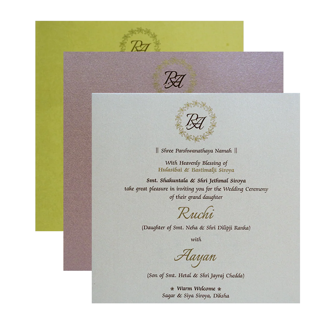 Blue Floral Nameplate Wedding Card-KRC30282 - Image 5