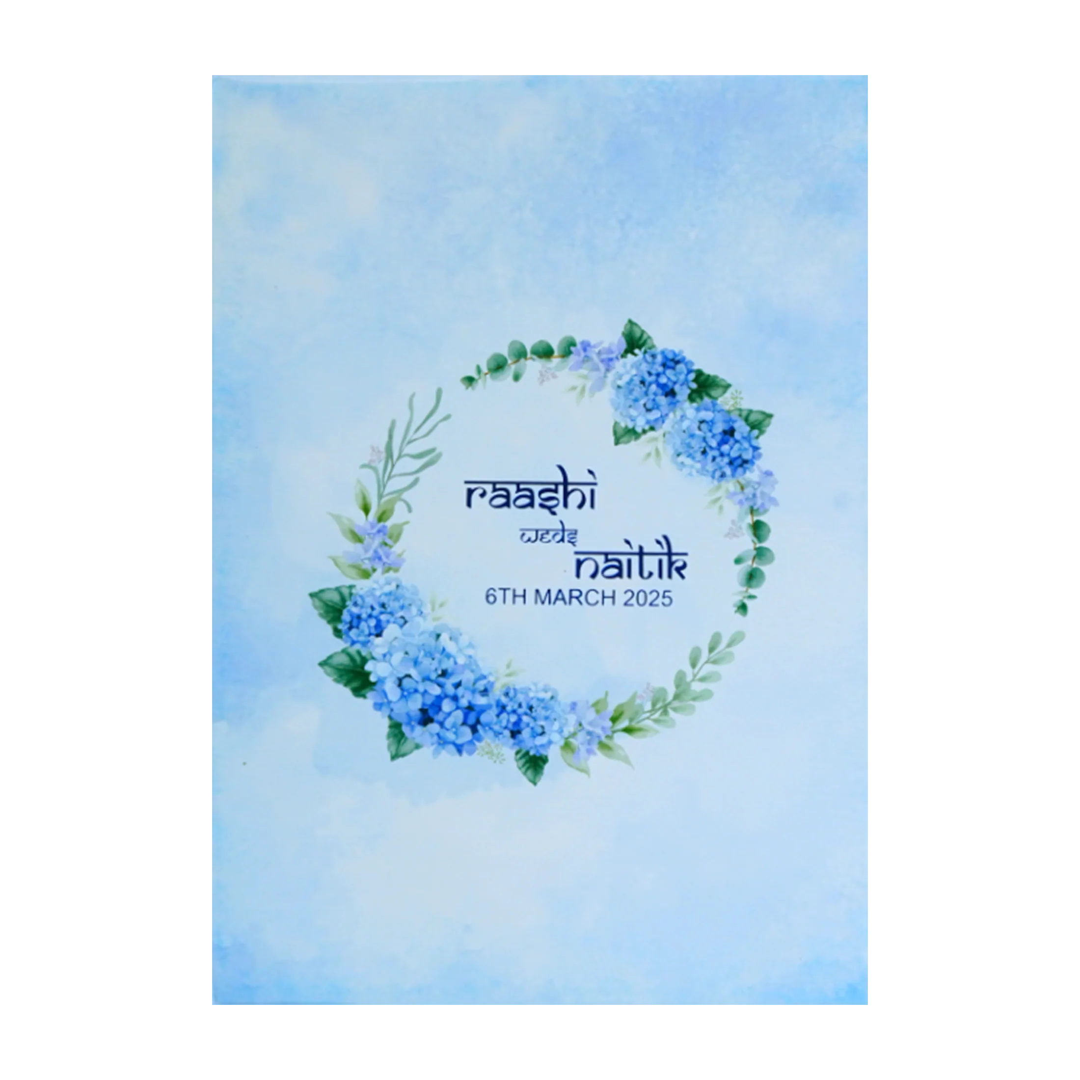 Blue Floral Padded Invitation Card-KRC30630 - Image 3