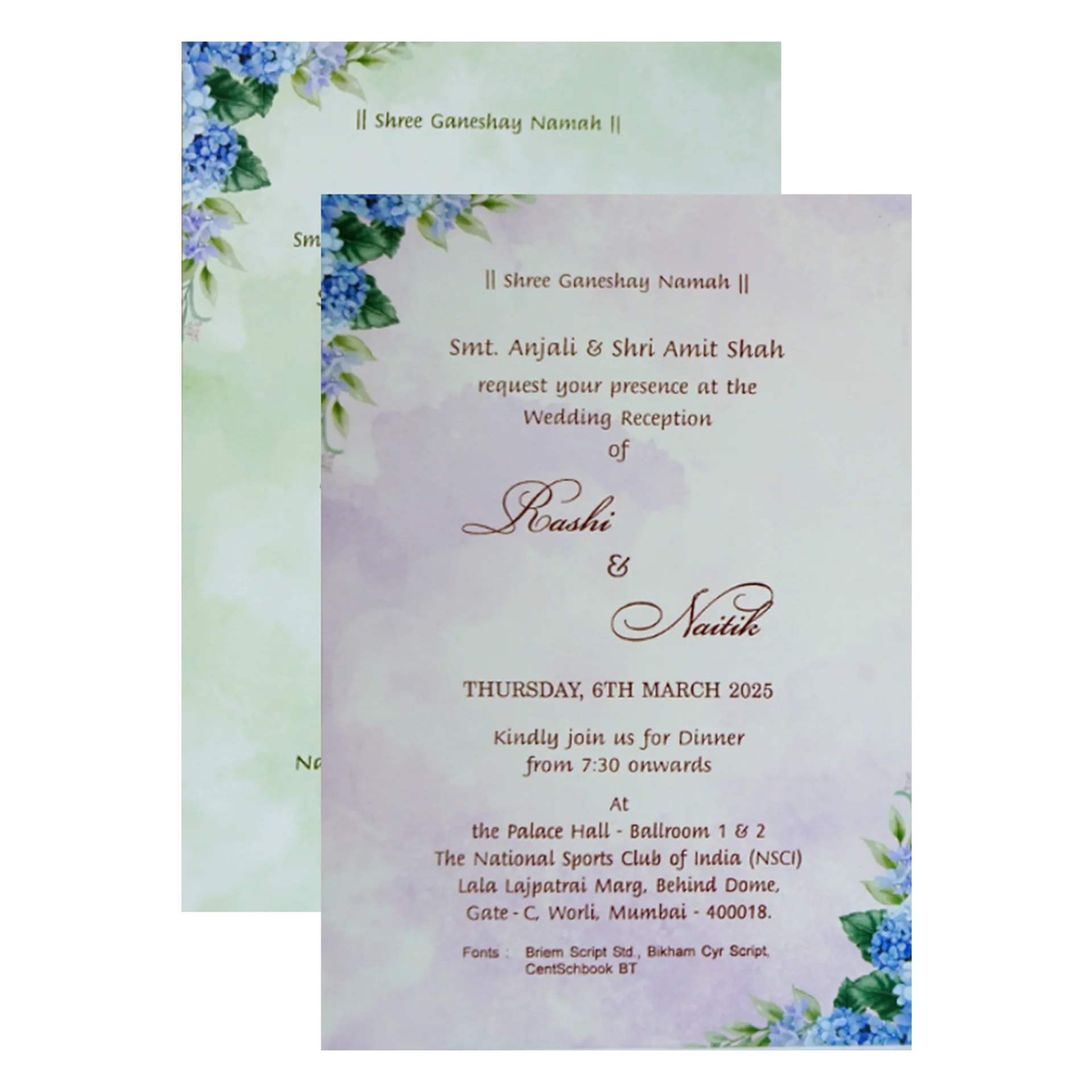 Blue Floral Padded Invitation Card-KRC30630 - Image 5