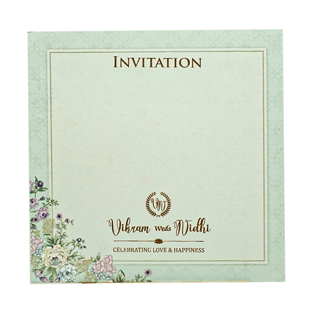 Blue Floral Padded Wedding Card-KRE26560 - Image 4