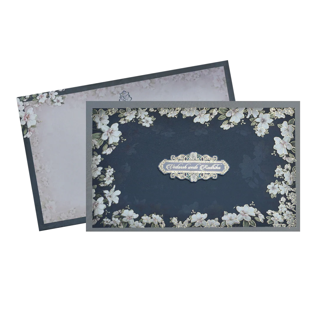 Blue Floral Padded Wedding Card-KSH72160 - Image 2