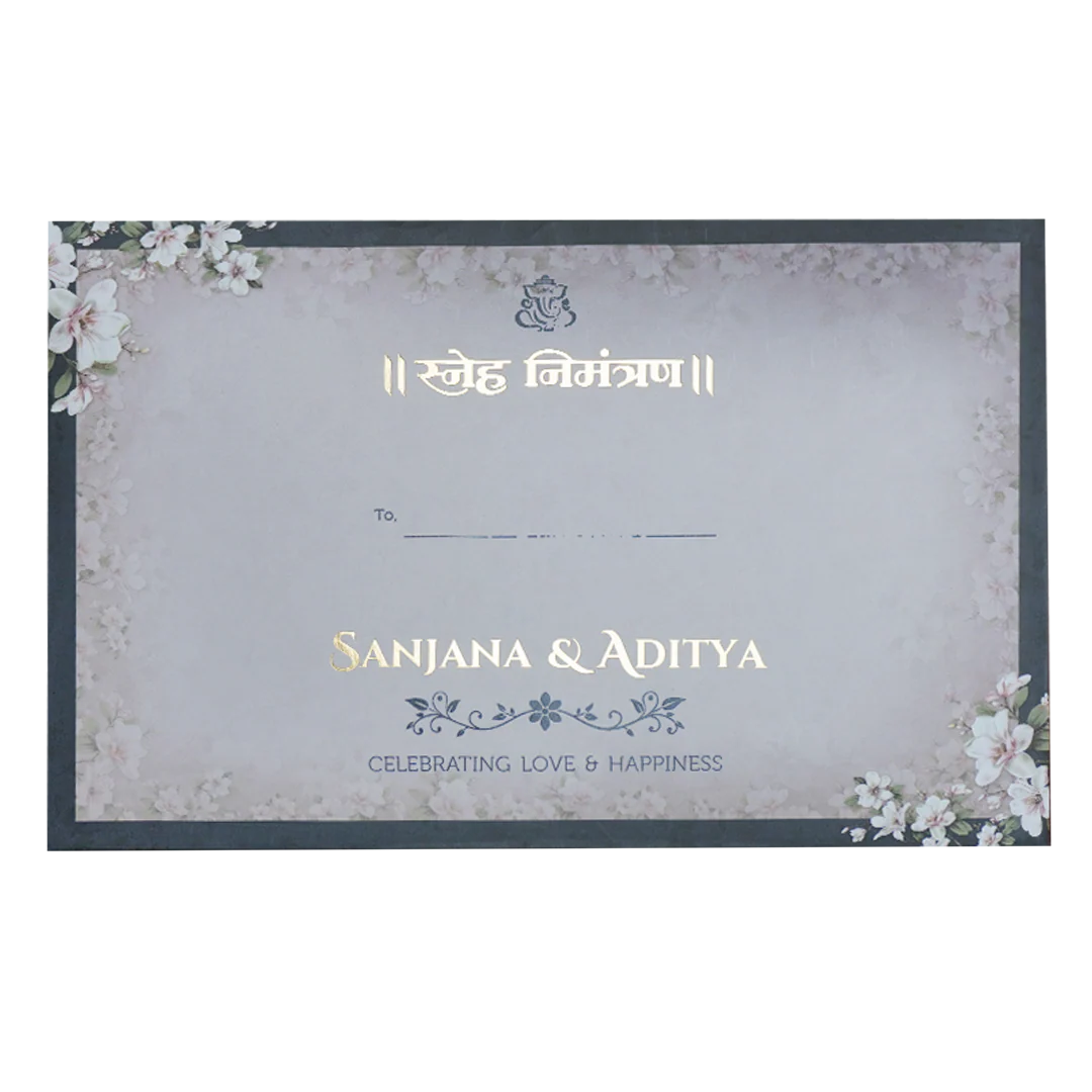 Blue Floral Padded Wedding Card-KSH72160 - Image 4