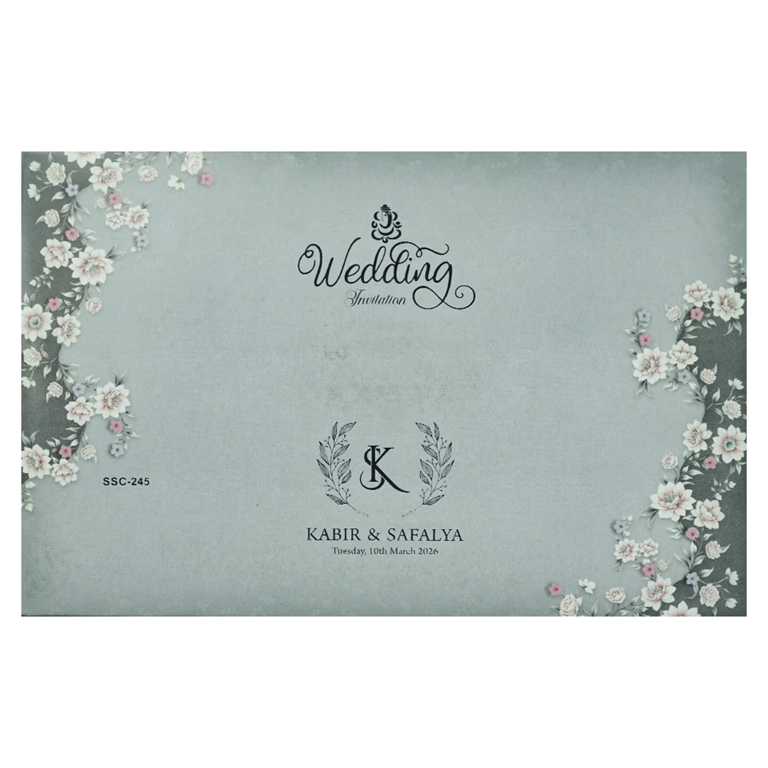 Blue Floral Padded Wedding Card-KSSC2450 - Image 4