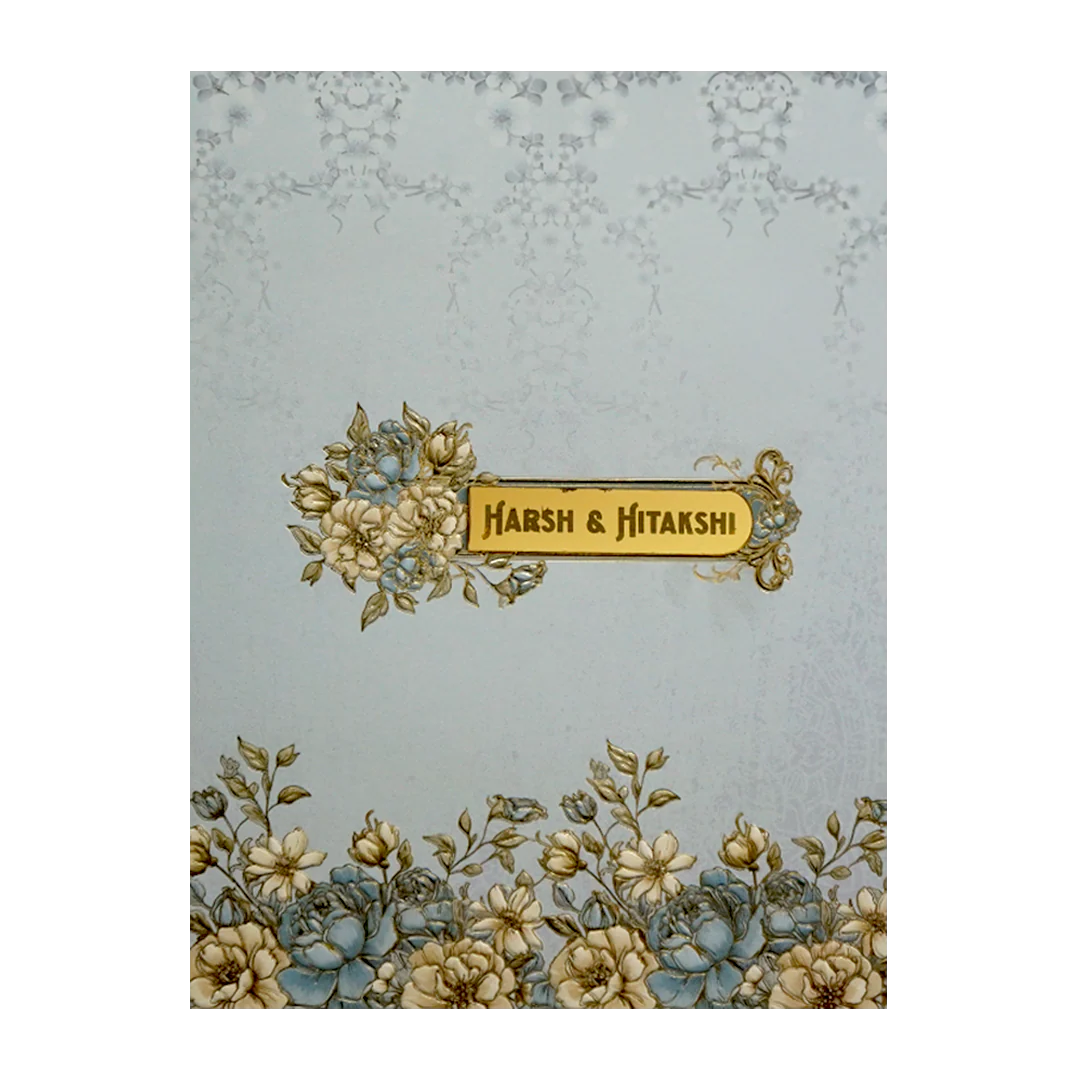Blue Floral Wedding Card-KPR09690 - Image 3