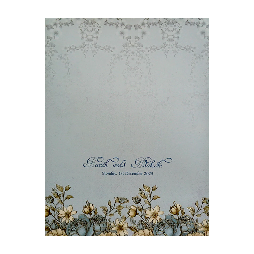 Blue Floral Wedding Card-KPR09690 - Image 4