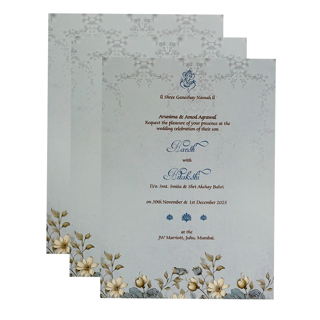 Blue Floral Wedding Card-KPR09690 - Image 5