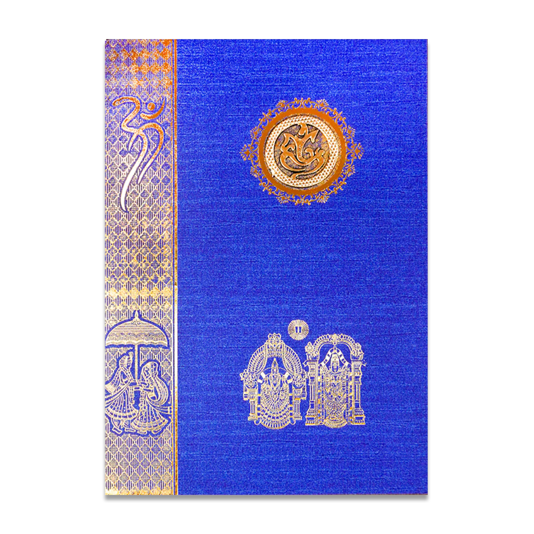 Blue Ganesha Balaji Traditional Wedding Card-KNCC817B - Image 3