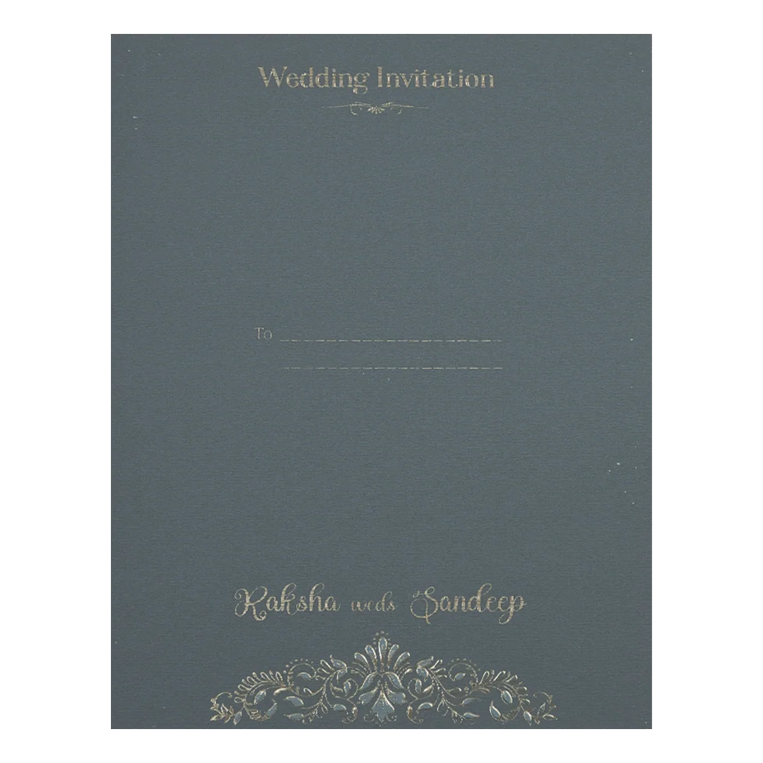 Blue Gold Floral Border Padded Wedding Card-KSI64420 - Image 4