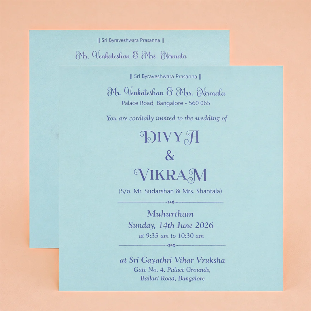 Blue Gold Foiling Design Box Invitation Card-KNK8902B - Image 5